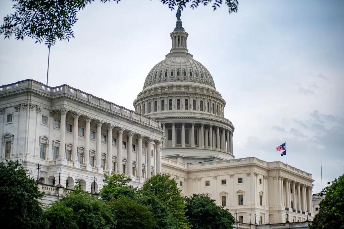 The U.S. Capitol building in Washington, D.C., framed by trees